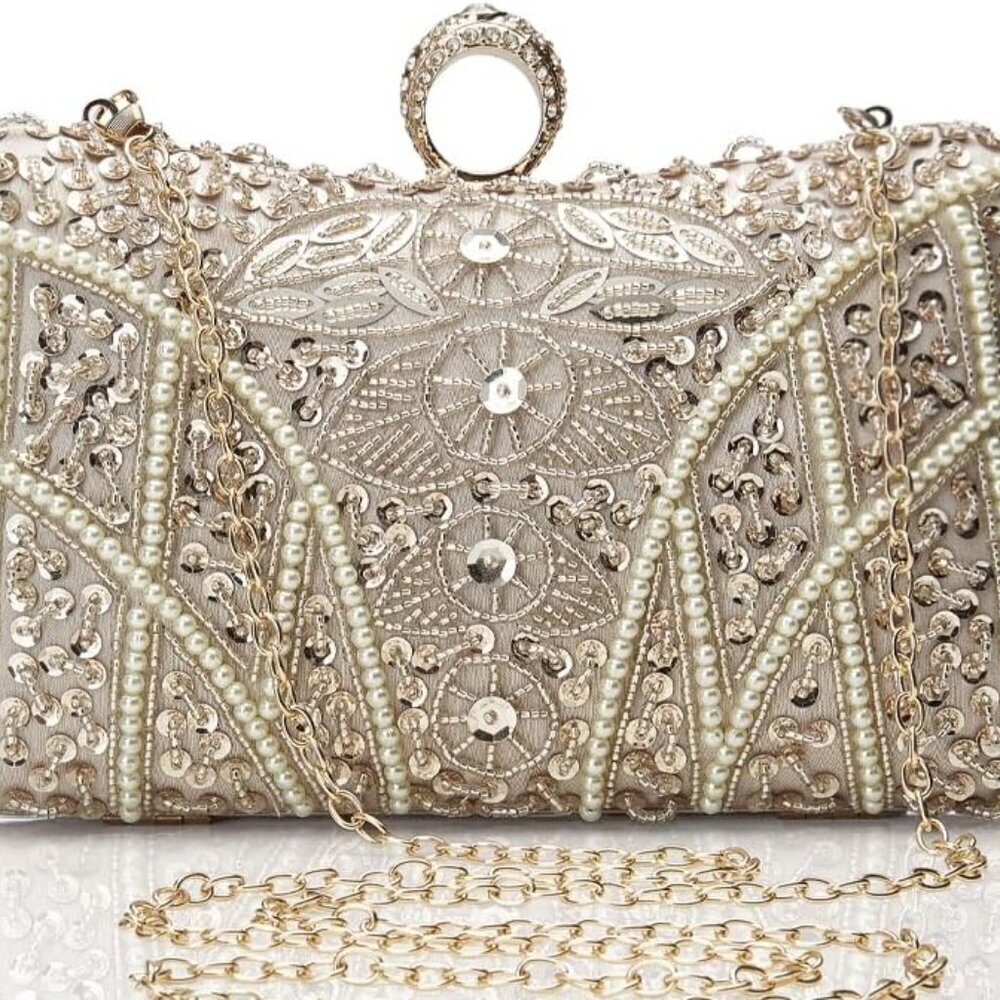 Evening Clutch Satin Beaded Sequin Women's Bag for Parties, Prom, Weddings